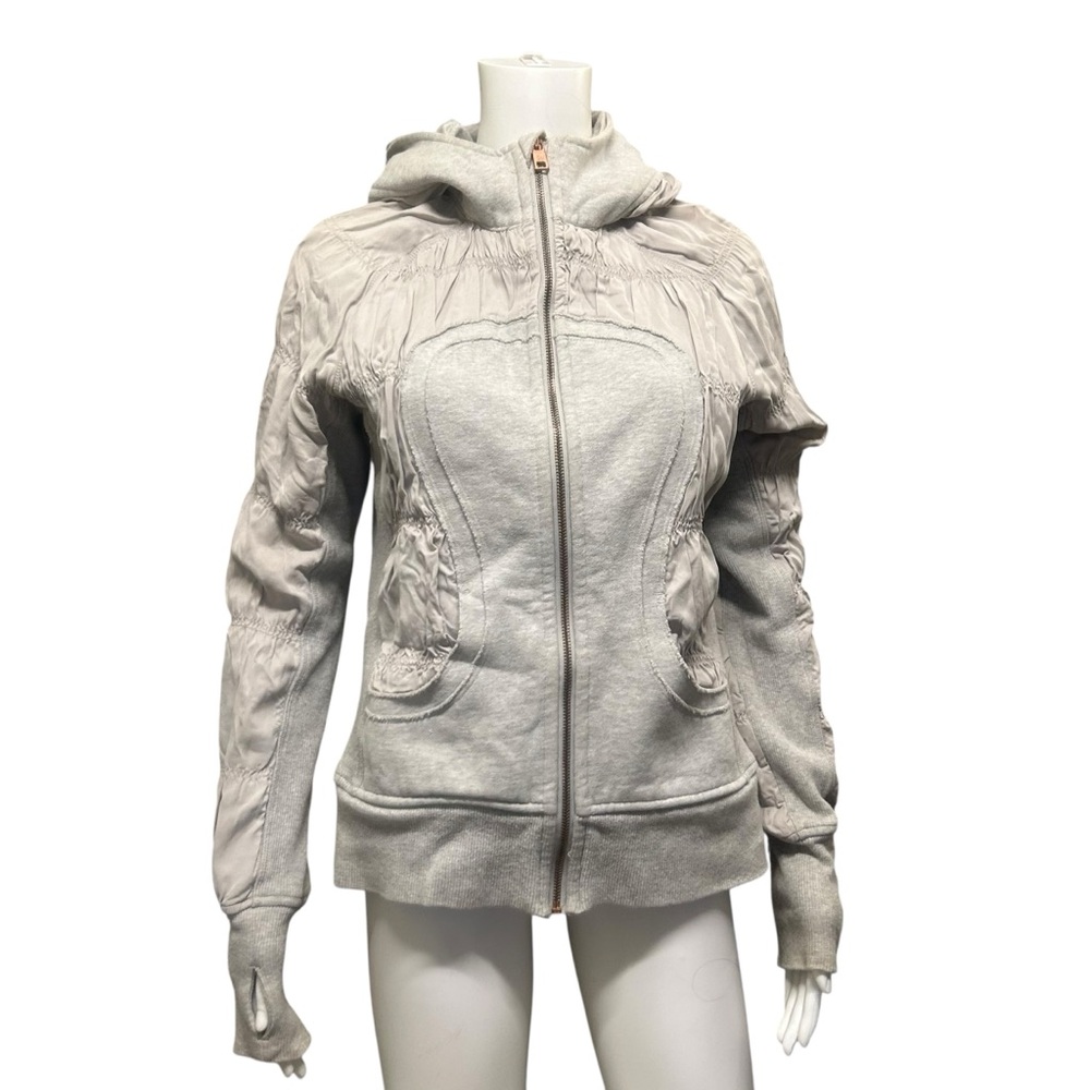 Lululemon Special Edition Gray Scuba Hoodie Rose Gold Zipper Jacket Size 6